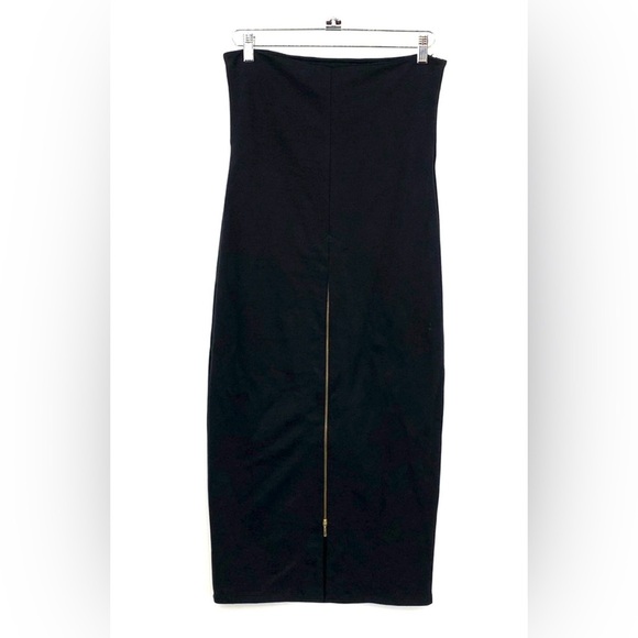 Matthildur Zip Up Strapless Tube Midi Skirt Womens Size Large Black High Rise - Picture 1 of 12